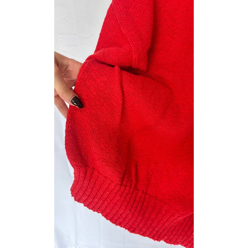 Mens‎ Vintage Northern Isles Red Cotton Knit Sweater Size L Made in USA - Picture 7 of 7